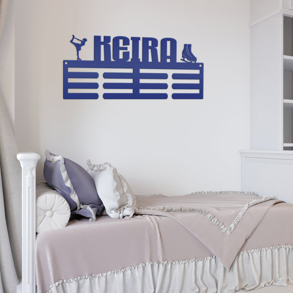 Personalized Ice Skating Medals Holder-Medal Holder-Christmas Gift-Bedroom Decor-Room Organization-