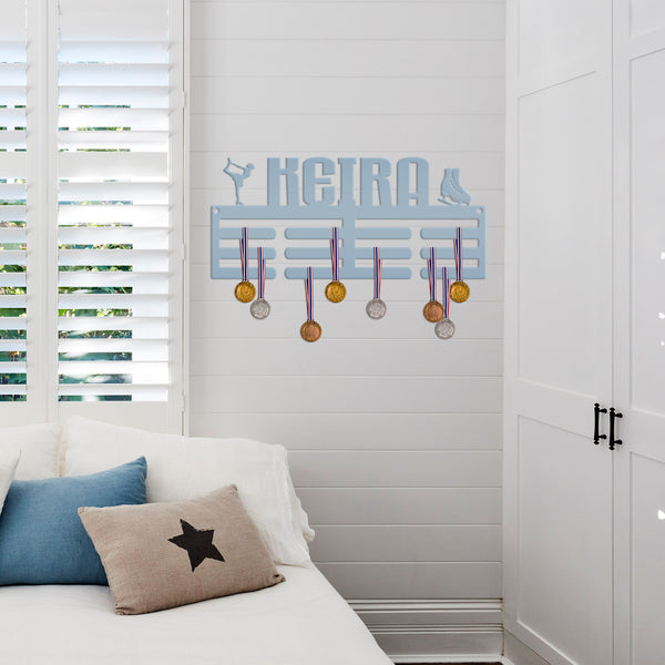 Personalized Ice Skating Medals Holder-Medal Holder-Christmas Gift-Bedroom Decor-Room Organization-
