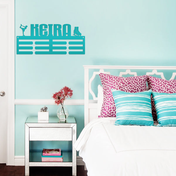 Personalized Ice Skating Medals Holder-Medal Holder-Christmas Gift-Bedroom Decor-Room Organization-