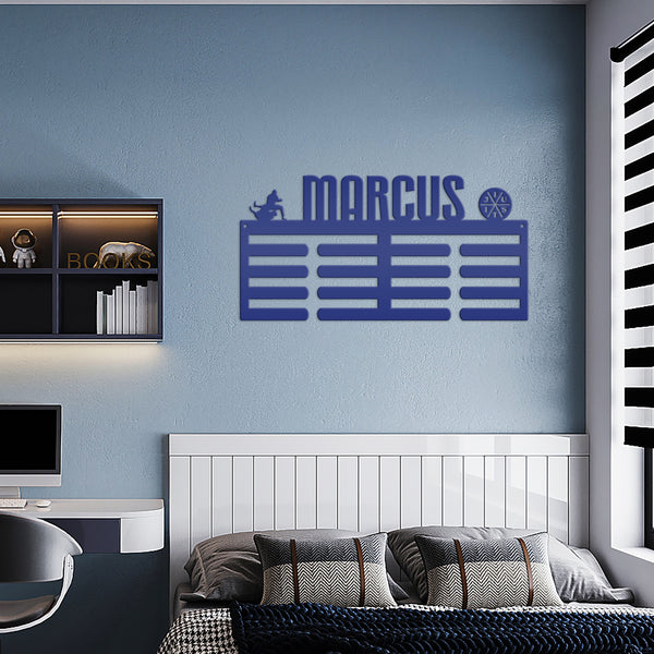 Custom Jui Jitsu Medals Display Rack - Sports Medal Organizer - Martial Arts Wall Hanging Art - Unique Personalized Sign - Custom Name Plate