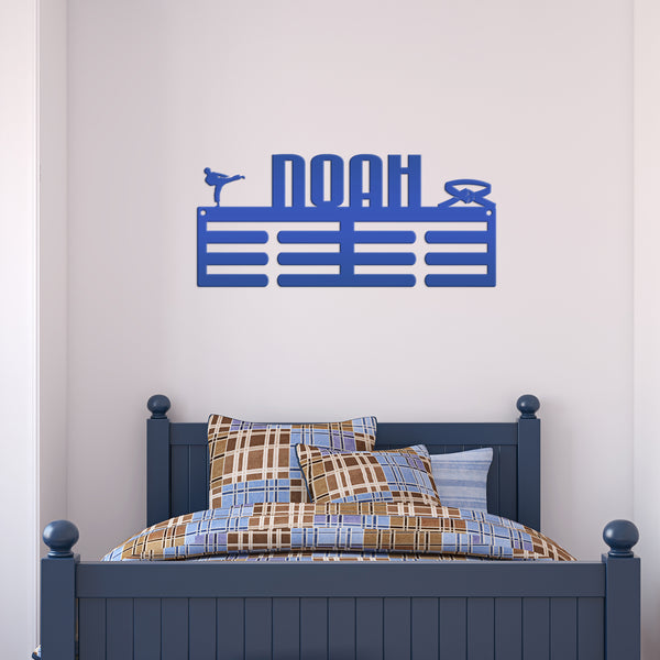 Personalized Karate Medals Holder - Martial Arts Sign-Medal-Ribbon Holder-Hanger-Kids Bedroom Decor-Medal Hooks