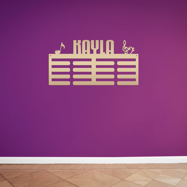 Personalized Music Medals Holder-Medals Holder-Metal Holder for Medals-Kids Bedroom Decor-Medal Holder-Ribbons-Pesonalized Medal Display for Bedroom-Custom Medal Holder for Awards-Medal Hanger-Sports Bedroom Decor