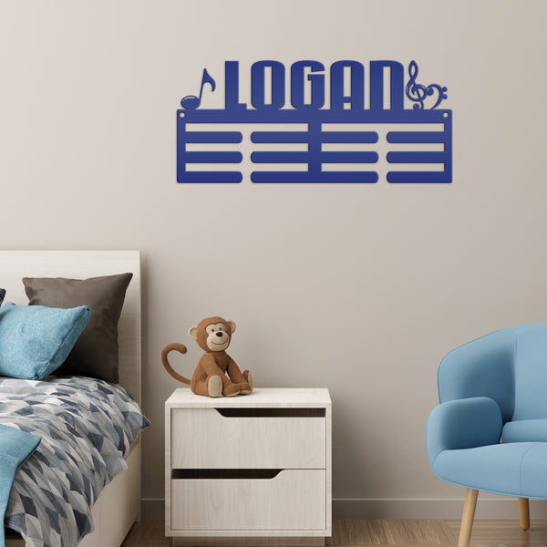 Personalized Music Medals Holder-Medals Holder-Metal Holder for Medals-Kids Bedroom Decor-Medal Holder-Ribbons-Pesonalized Medal Display for Bedroom-Custom Medal Holder for Awards-Medal Hanger-Sports Bedroom Decor