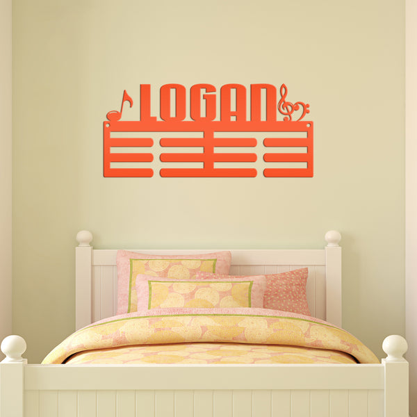Personalized Music Medals Holder-Medals Holder-Metal Holder for Medals-Kids Bedroom Decor-Medal Holder-Ribbons-Pesonalized Medal Display for Bedroom-Custom Medal Holder for Awards-Medal Hanger-Sports Bedroom Decor