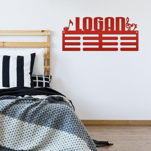 Personalized Music Medals Holder-Medals Holder-Metal Holder for Medals-Kids Bedroom Decor-Medal Holder-Ribbons-Pesonalized Medal Display for Bedroom-Custom Medal Holder for Awards-Medal Hanger-Sports Bedroom Decor
