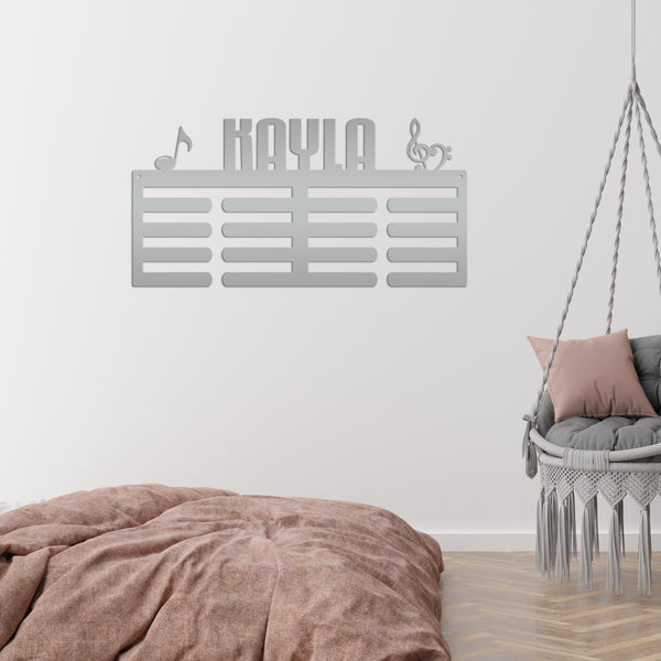 Personalized Music Medals Holder-Medals Holder-Metal Holder for Medals-Kids Bedroom Decor-Medal Holder-Ribbons-Pesonalized Medal Display for Bedroom-Custom Medal Holder for Awards-Medal Hanger-Sports Bedroom Decor