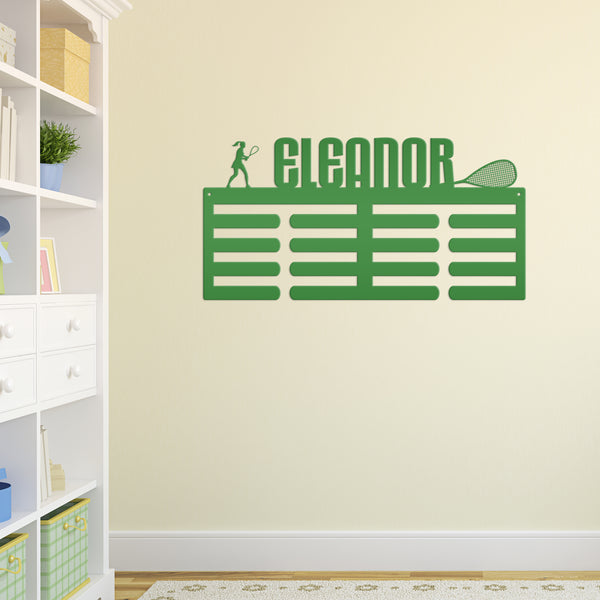 Medal Holder, Custom Name sign For the Racquetball player, Personalized Racquetball Wall Decor, Metal Awards Rack, Special Gift Idea