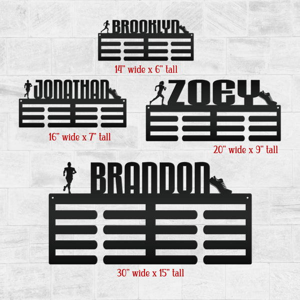 Personalized Track/Cross Country Running Medals Holder - Senior Gift-Metal Holder for Medals-Kids Bedroom Decor-Medal Holder-Ribbons-Pesonalized Medal Display for Bedroom-Custom Medal Holder for Awards-Medal Hanger-Sports Bedroom Decor