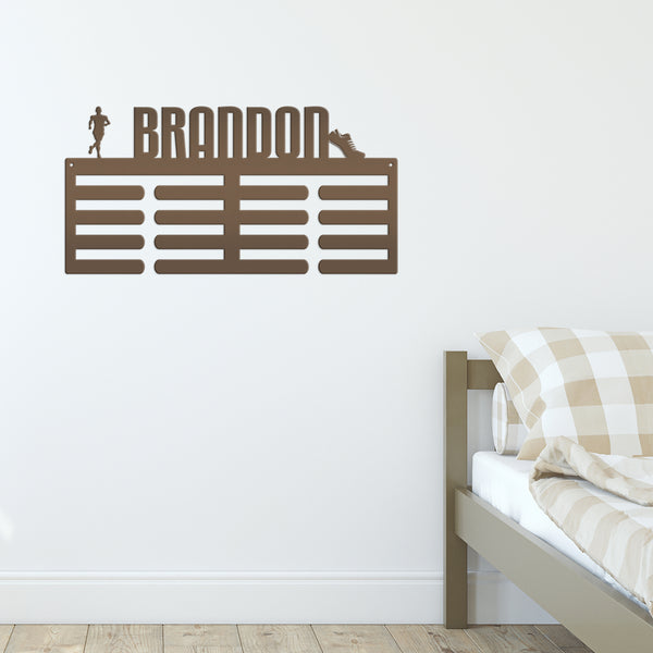 Personalized Track/Cross Country Running Medals Holder - Senior Gift-Metal Holder for Medals-Kids Bedroom Decor-Medal Holder-Ribbons-Pesonalized Medal Display for Bedroom-Custom Medal Holder for Awards-Medal Hanger-Sports Bedroom Decor