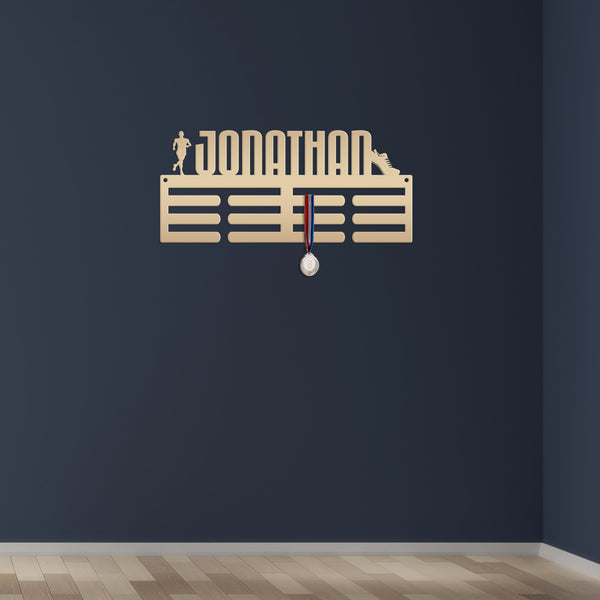 Personalized Track/Cross Country Running Medals Holder - Senior Gift-Metal Holder for Medals-Kids Bedroom Decor-Medal Holder-Ribbons-Pesonalized Medal Display for Bedroom-Custom Medal Holder for Awards-Medal Hanger-Sports Bedroom Decor