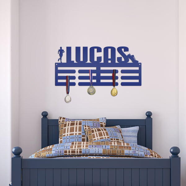Personalized Track/Cross Country Running Medals Holder - Senior Gift-Metal Holder for Medals-Kids Bedroom Decor-Medal Holder-Ribbons-Pesonalized Medal Display for Bedroom-Custom Medal Holder for Awards-Medal Hanger-Sports Bedroom Decor
