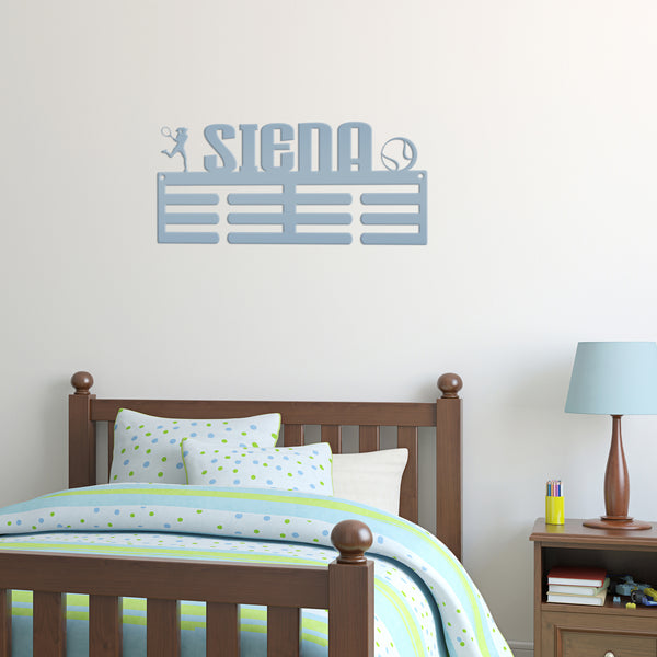 Personalized Tennis Medals Holder - Senior Gift-Medal Holder-Ribbon Holder-Awards Holder-Kid Bedroom Decor