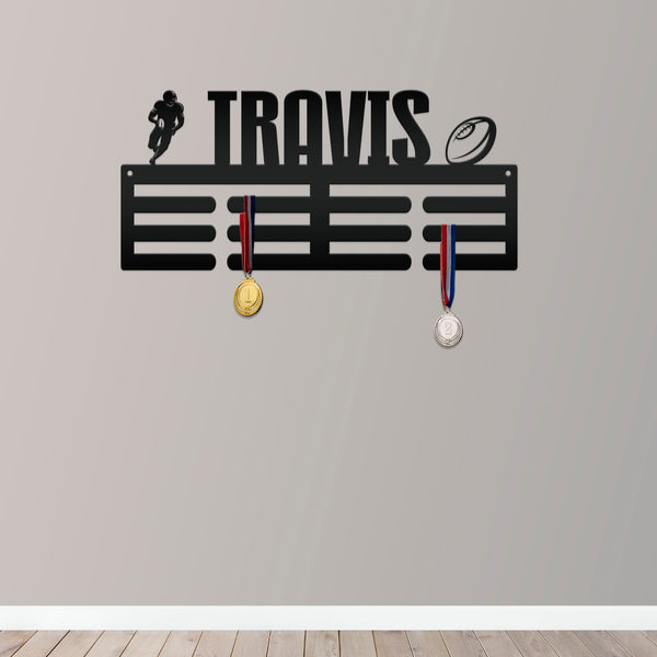 Personalized Football Medal Holder - Senior Gift-Metal Holder for Medals-Kids Bedroom Decor-Medal Holder-Ribbons-Pesonalized Medal Display for Bedroom-Custom Medal Holder for Awards-Medal Hanger-Sports Bedroom Decor
