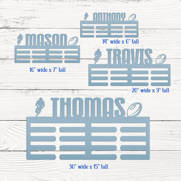Personalized Football Medal Holder - Senior Gift-Metal Holder for Medals-Kids Bedroom Decor-Medal Holder-Ribbons-Pesonalized Medal Display for Bedroom-Custom Medal Holder for Awards-Medal Hanger-Sports Bedroom Decor