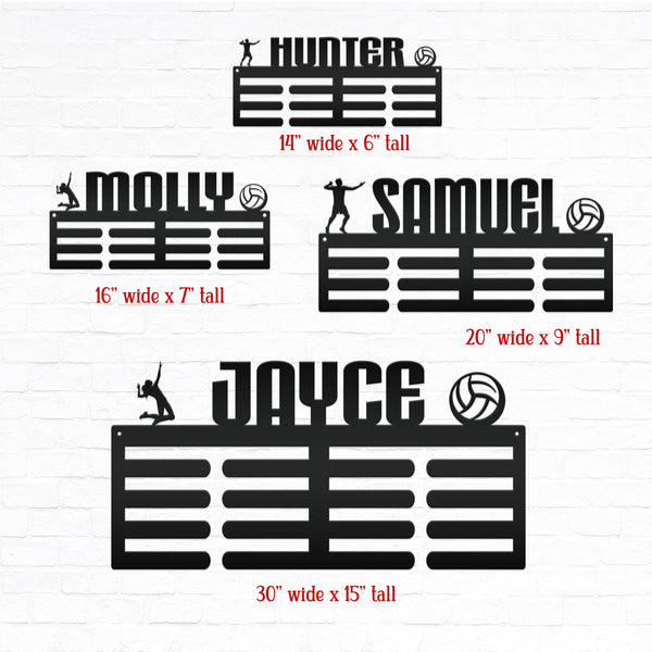 Personalized Volleyball Medals Holder - Senior Gift-Metal Holder for Medals-Kids Bedroom Decor-Medal Holder-Ribbons-Pesonalized Medal Display for Bedroom-Custom Medal Holder for Awards-Medal Hanger-Sports Bedroom Decor