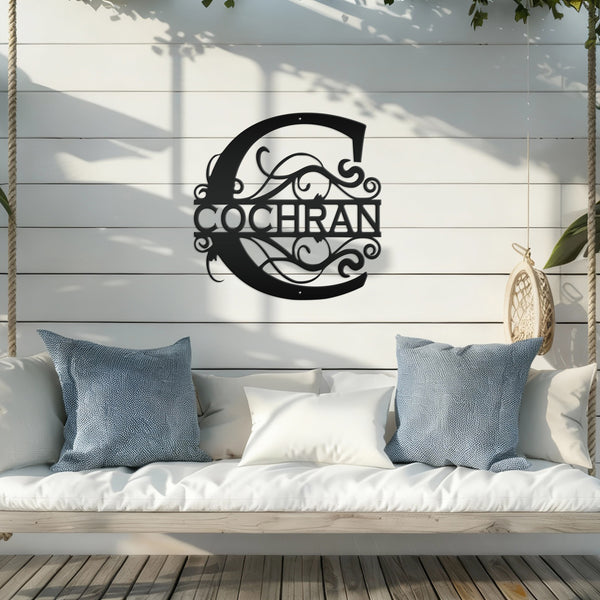 Personalized Metal Monogram Sign, Wedding Gift, Family Name Sign, Outdoor Name Sign, Last Name Sign, Metal Sign, Front Door Hanger