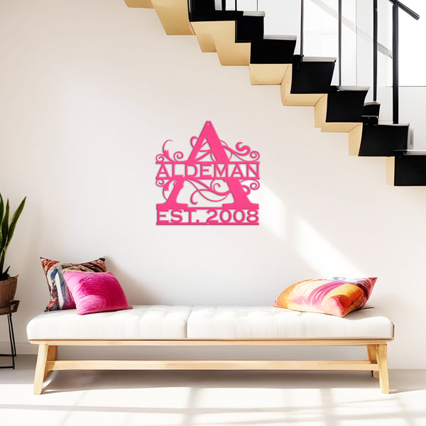 Custom Decorative Monogram, Name Sign Home Decor, Initial Name Metal Wall Decor, Initial Letter Name Sign Decor, Letter Sign Home Decor, Wedding Gift Idea, Anniversary Gift Idea, Front Door Sign