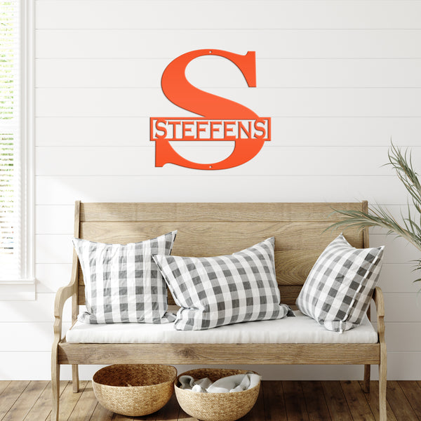 Personalized Monogram Last Name -Initials Sign, Engraved Metal Sign, Anniversary Gift, Wedding Decoration
