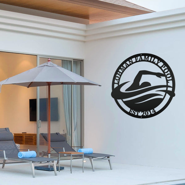 Personalized Family Swimming Pool Metal Sign-Recreational-Community-Public -Private-Pool Business Sign