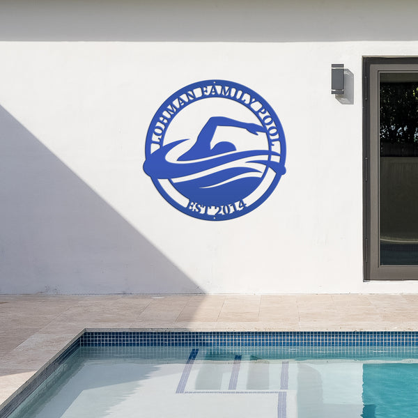 Personalized Family Swimming Pool Metal Sign-Recreational-Community-Public -Private-Pool Business Sign
