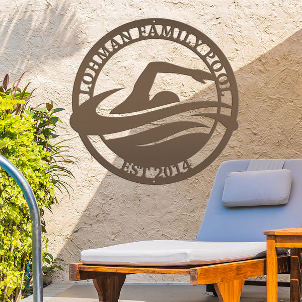 Personalized Family Swimming Pool Metal Sign-Recreational-Community-Public -Private-Pool Business Sign