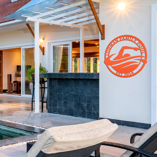 Personalized Family Swimming Pool Metal Sign-Recreational-Community-Public -Private-Pool Business Sign