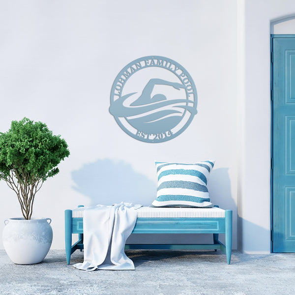 Personalized Family Swimming Pool Metal Sign-Recreational-Community-Public -Private-Pool Business Sign