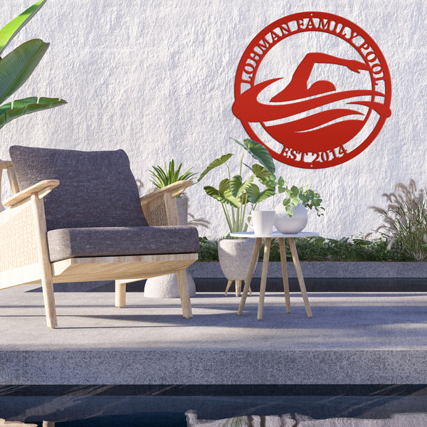 Personalized Family Swimming Pool Metal Sign-Recreational-Community-Public -Private-Pool Business Sign