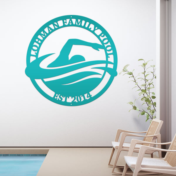 Personalized Family Swimming Pool Metal Sign-Recreational-Community-Public -Private-Pool Business Sign