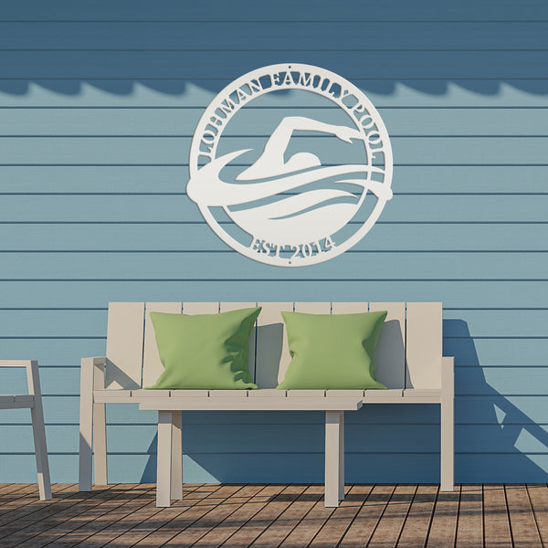 Personalized Family Swimming Pool Metal Sign-Recreational-Community-Public -Private-Pool Business Sign
