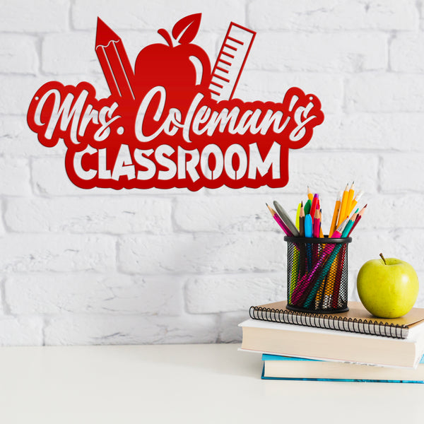 Custom Teacher's Name Classroom Metal Sign Wall Decor, Teacher Decor, Decoration for Teachers Classroom, Decor for Teachers Wall, Teachers Classroom Wall Art & Wall Decor, Classroom Wall Decor