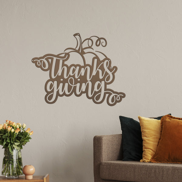 Thanksgiving Pumpkin Autumn Décor Metal Sign-Fall Decor-Door Hanger