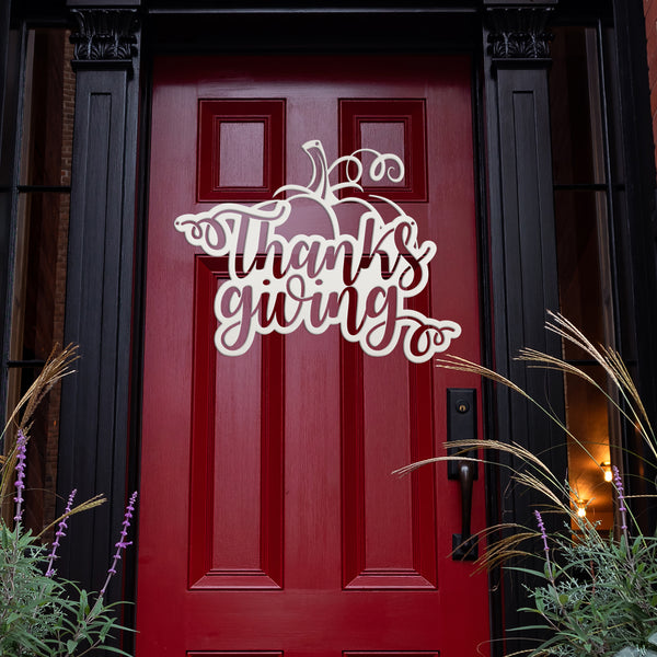 Thanksgiving Pumpkin Autumn Décor Metal Sign-Fall Decor-Door Hanger