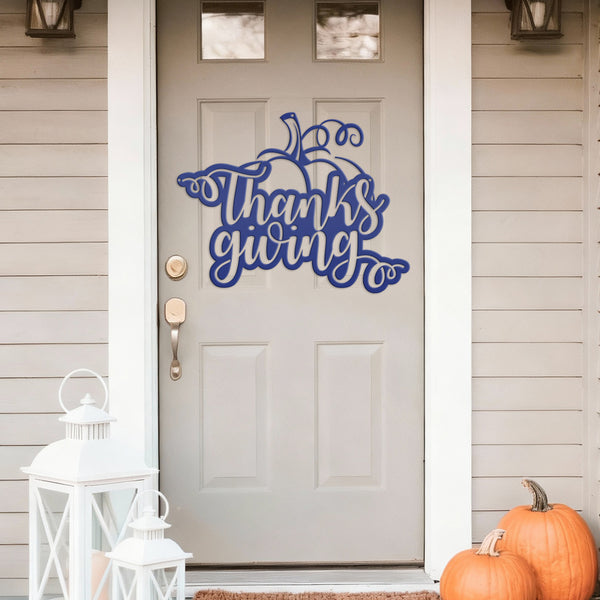 Thanksgiving Pumpkin Autumn Décor Metal Sign-Fall Decor-Door Hanger