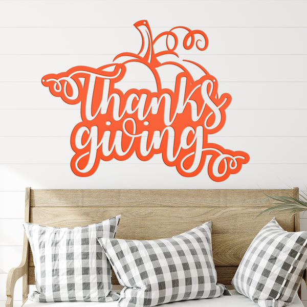 Thanksgiving Pumpkin Autumn Décor Metal Sign-Fall Decor-Door Hanger