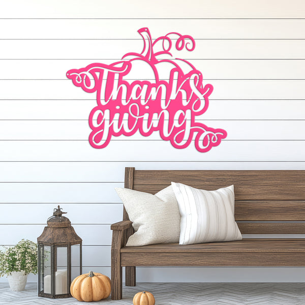 Thanksgiving Pumpkin Autumn Décor Metal Sign-Fall Decor-Door Hanger