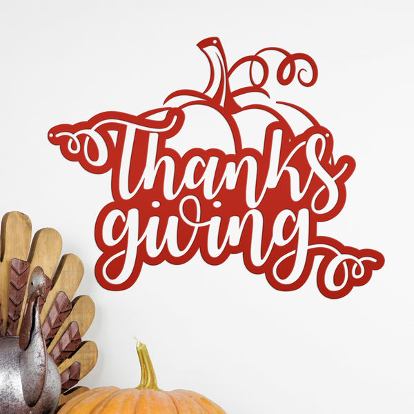 Thanksgiving Pumpkin Autumn Décor Metal Sign-Fall Decor-Door Hanger