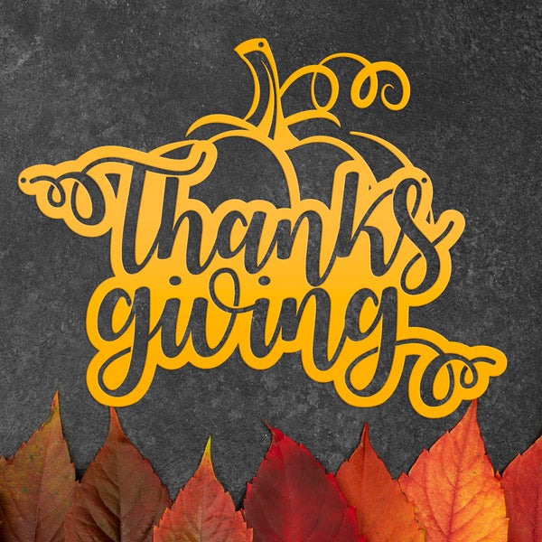 Thanksgiving Pumpkin Autumn Décor Metal Sign-Fall Decor-Door Hanger