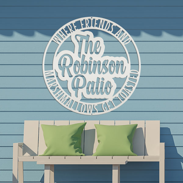 Personalized Patio Name Where Friends and Marshmallows Get Toasted Metal Sign Make it your own wording- Patio-Porch-Lake House-Beach House Metal Sign