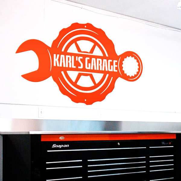 Personalized Wrench Garage Metal Sign - Speed Fabrication