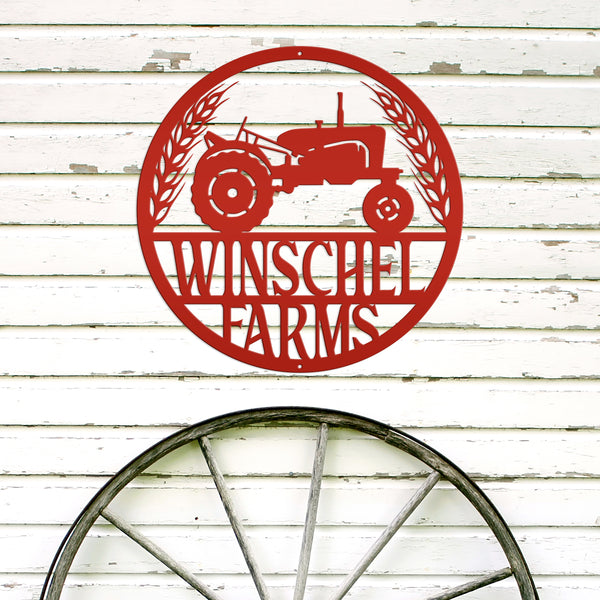 Personalized Tractor and Wheat Metal Sign - Indoor Outdoor - Wedding Gift - Home Decor-Family Farm