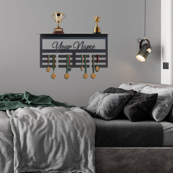 Personalized Medal Holder for Sports Enthusiasts - Metal Wall Organizer - Wall Display for Sports Awards - Athlete's Gift - Custom Kids Sign