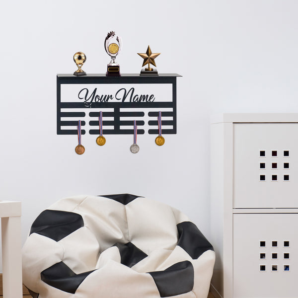 Personalized Medal Holder for Sports Enthusiasts - Metal Wall Organizer - Wall Display for Sports Awards - Athlete's Gift - Custom Kids Sign