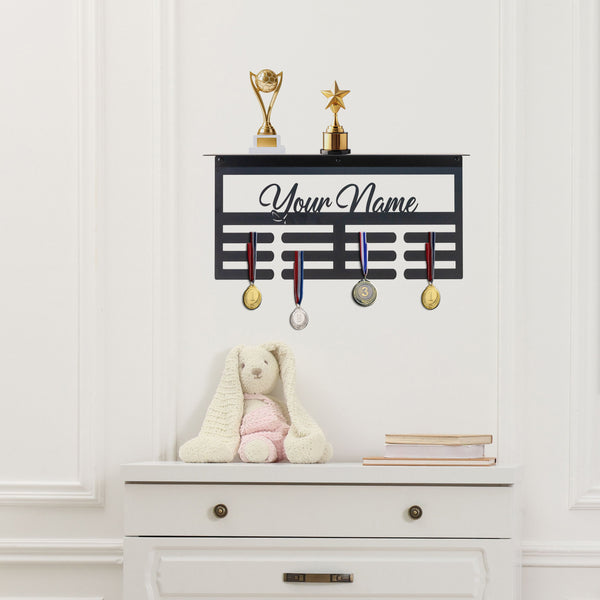 Personalized Medal Holder for Sports Enthusiasts - Metal Wall Organizer - Wall Display for Sports Awards - Athlete's Gift - Custom Kids Sign