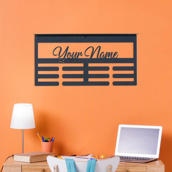 Personalized Medal Holder for Sports Enthusiasts - Metal Wall Organizer - Wall Display for Sports Awards - Athlete's Gift - Custom Kids Sign