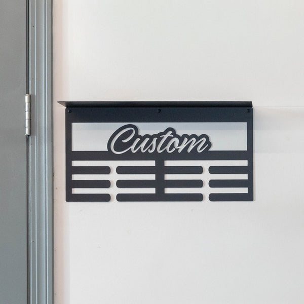Custom Sports Medals Display with Trophy Shelf - Personalized Athlete Gift - Award Ribbons Organizer -Kids Room Decor - Youth Athletes Sign