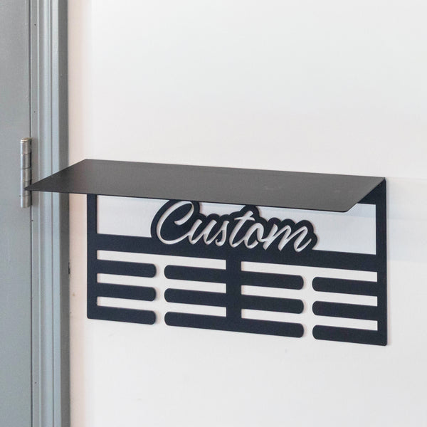 Custom Sports Medals Display with Trophy Shelf - Personalized Athlete Gift - Award Ribbons Organizer -Kids Room Decor - Youth Athletes Sign
