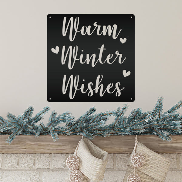 Warm Winter Wishes Christmas Metal Sign