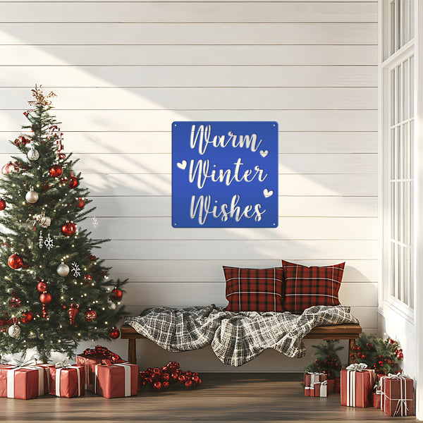 Warm Winter Wishes Christmas Metal Sign