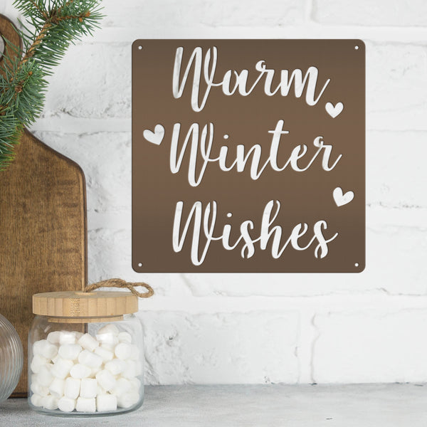 Warm Winter Wishes Christmas Metal Sign
